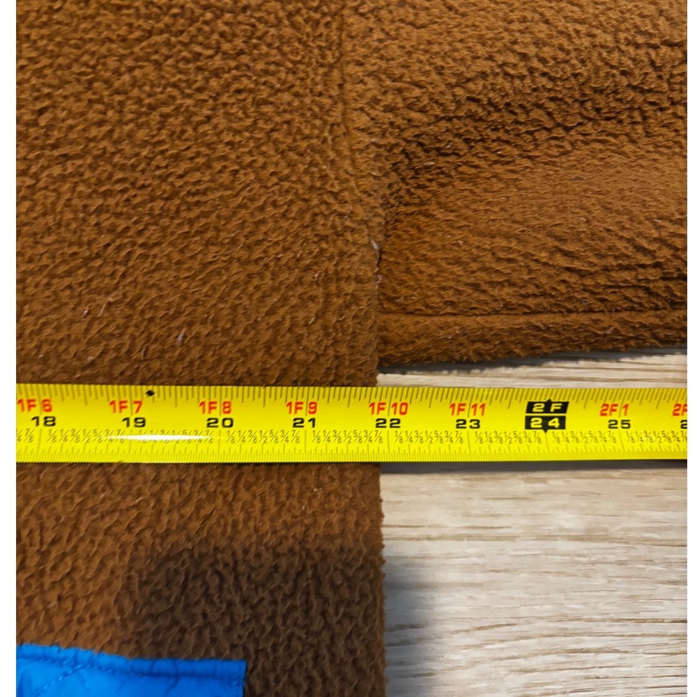 Madewell Sherpa Fleece Half Zip Pullover Brown Blue Quilted Pockets Medium - Picture 2 of 6